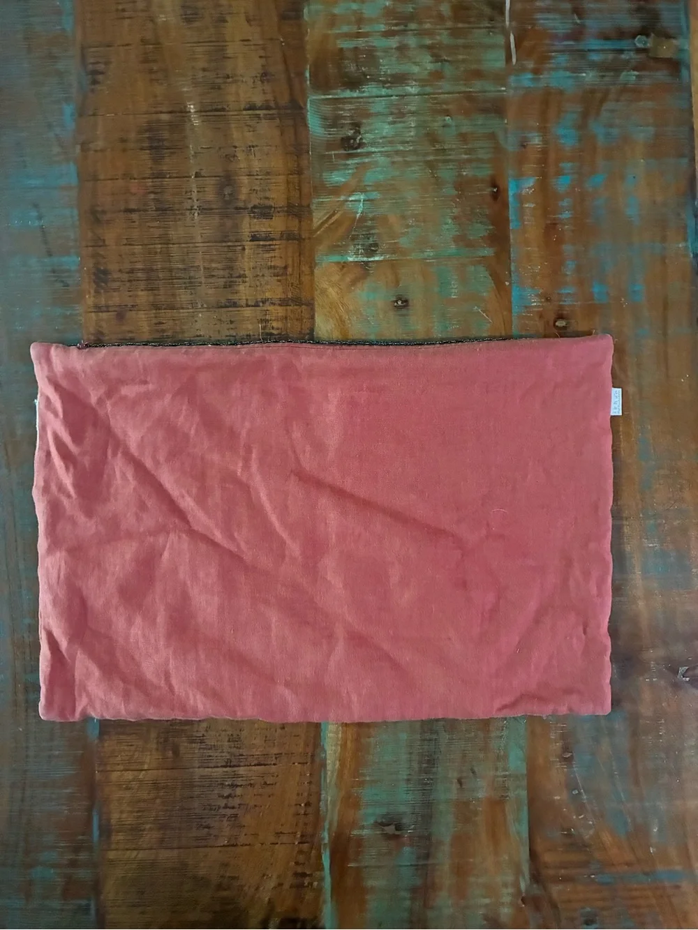 Ikhan Hand-Embroidered Lumbar Pillow Cover Terracotta Pink Boho 20x13